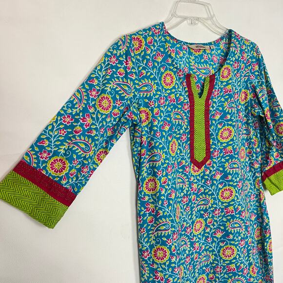 Avaasa Paisley Print Blue Tunic/Dress Size S - Picture 5 of 11